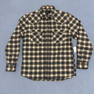 Pendleton Plaid Western Snap Flannel Shirt Long Sleeve Yoke Brown Mens Size M